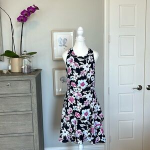 Banana Republic | Navy Floral Fit and Flare Floral Dress | Size 6